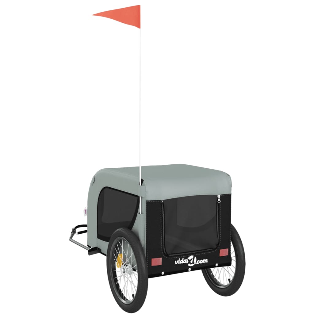 Hondenfietstrailer Oxford Stof En Ijzer En Zwart 136 x 69 x 73.5 cm Grijs