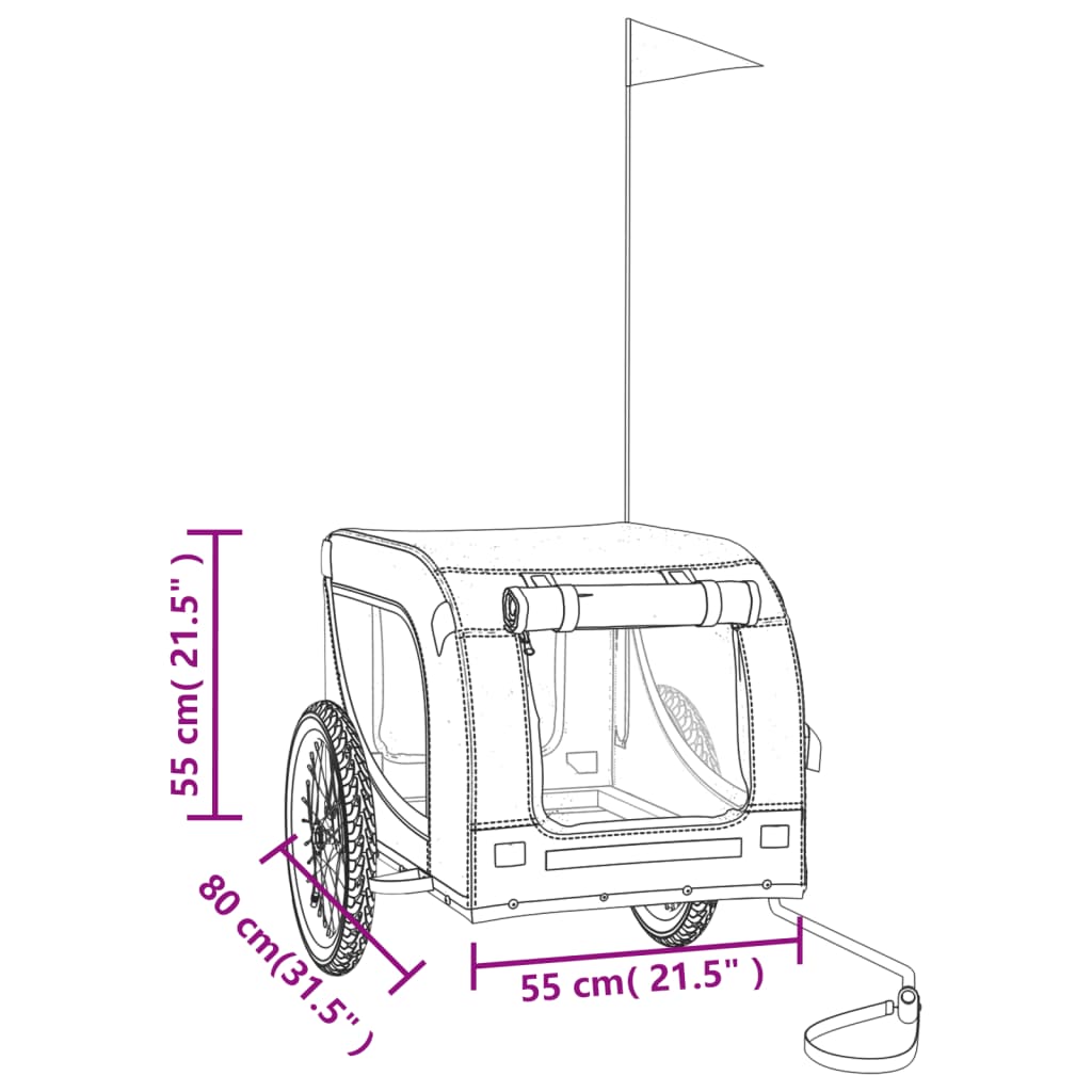 Hondenfietstrailer Oxford Stof En Ijzer En Zwart 136 x 69 x 73.5 cm Grijs