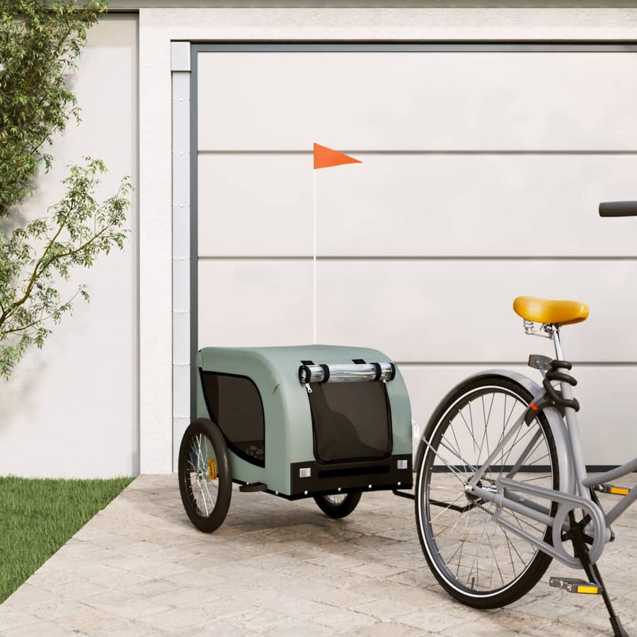 Hondenfietstrailer Oxford Stof En Ijzer En Zwart 136 x 69 x 73.5 cm Grijs