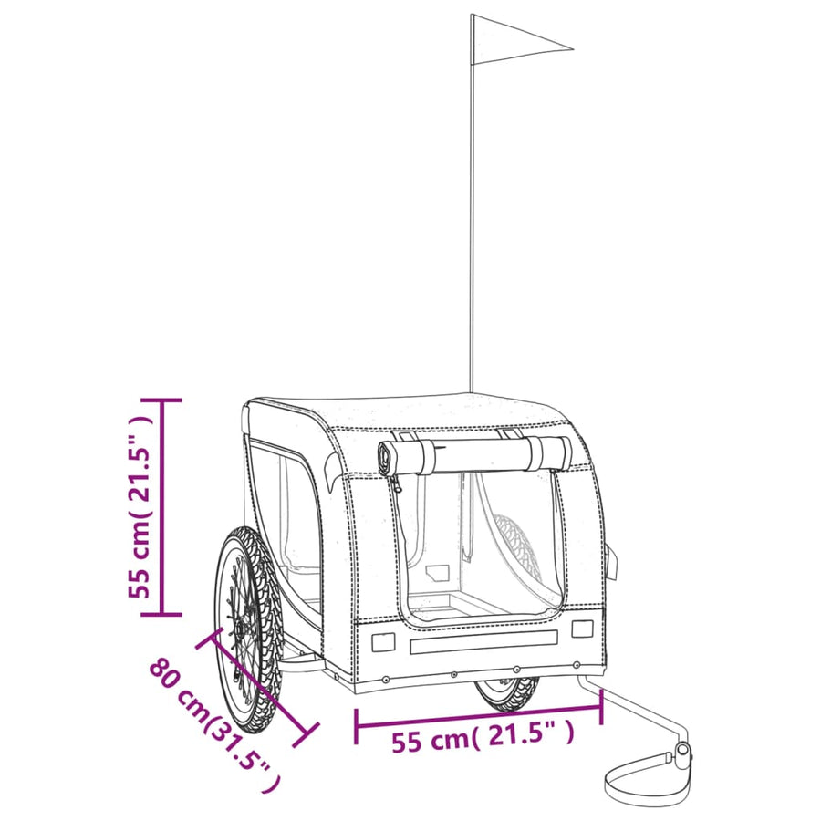 Hondenfietstrailer Oxford Stof En Ijzer En Zwart 136 x 69 x 73.5 cm Geel