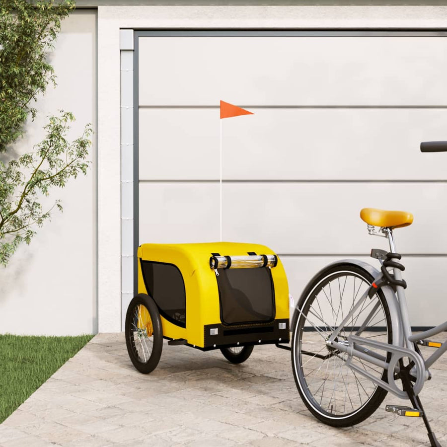 Hondenfietstrailer Oxford Stof En Ijzer En Zwart 136 x 69 x 73.5 cm Geel