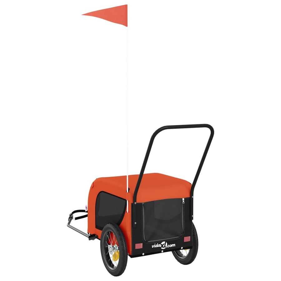 Hondenfietstrailer Oxford Stof En Ijzer 124 x 53 x 53 cm Oranje en zwart