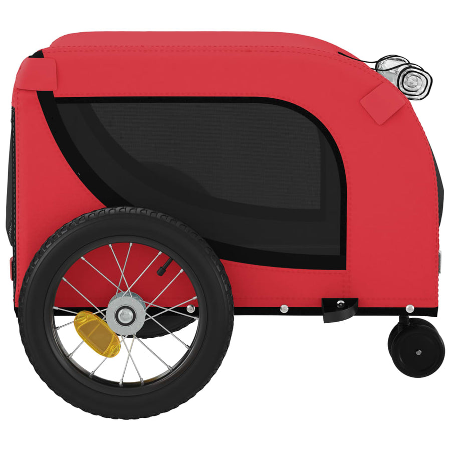 Hondenfietstrailer Oxford Stof En Ijzer 124 x 53 x 53 cm Rood en zwart