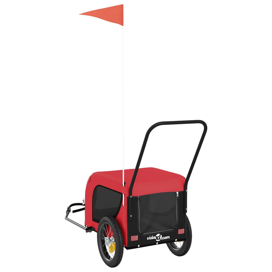 Hondenfietstrailer Oxford Stof En Ijzer 124 x 53 x 53 cm Rood en zwart