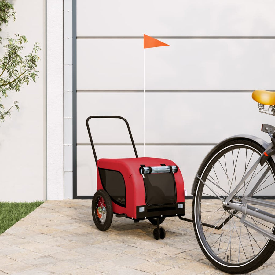 Hondenfietstrailer Oxford Stof En Ijzer 124 x 53 x 53 cm Rood en zwart