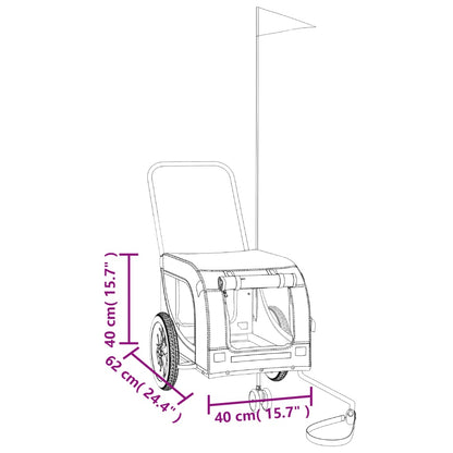 Hondenfietstrailer oxford stof en ijzer geel en zwart