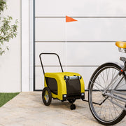 Hondenfietstrailer 124x53x53 cm geel zwart oxford stof ijzer