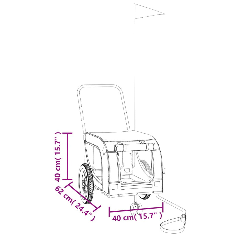 Hondenfietstrailer oxford stof en ijzer zwart