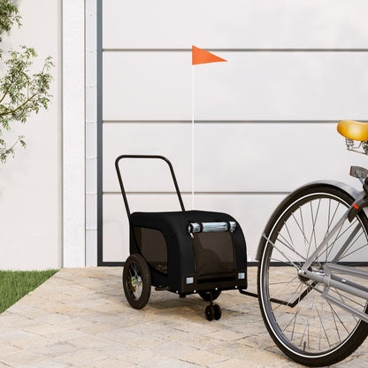 Hondenfietstrailer oxford stof en ijzer zwart