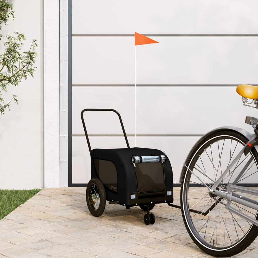 Hondenfietstrailer oxford stof en ijzer zwart