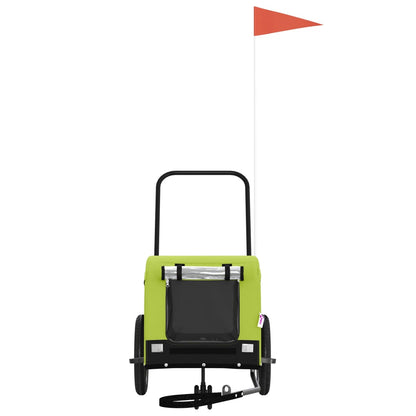 Hondenfietstrailer Oxford Stof En Ijzer 124 x 53 x 53 cm Groen en zwart