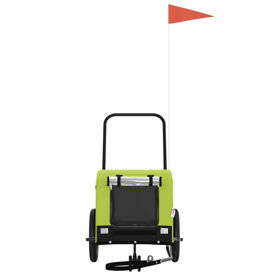 Hondenfietstrailer Oxford Stof En Ijzer 124 x 53 x 53 cm Groen en zwart