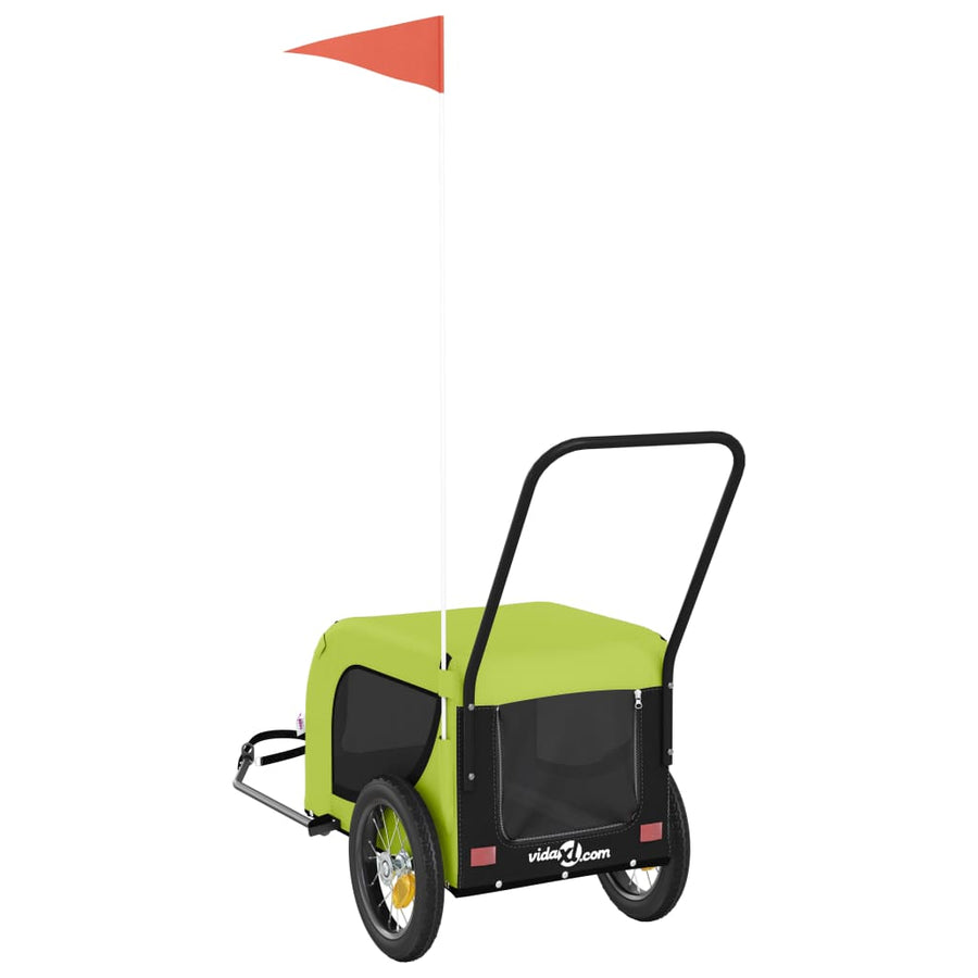 Hondenfietstrailer Oxford Stof En Ijzer 124 x 53 x 53 cm Groen en zwart