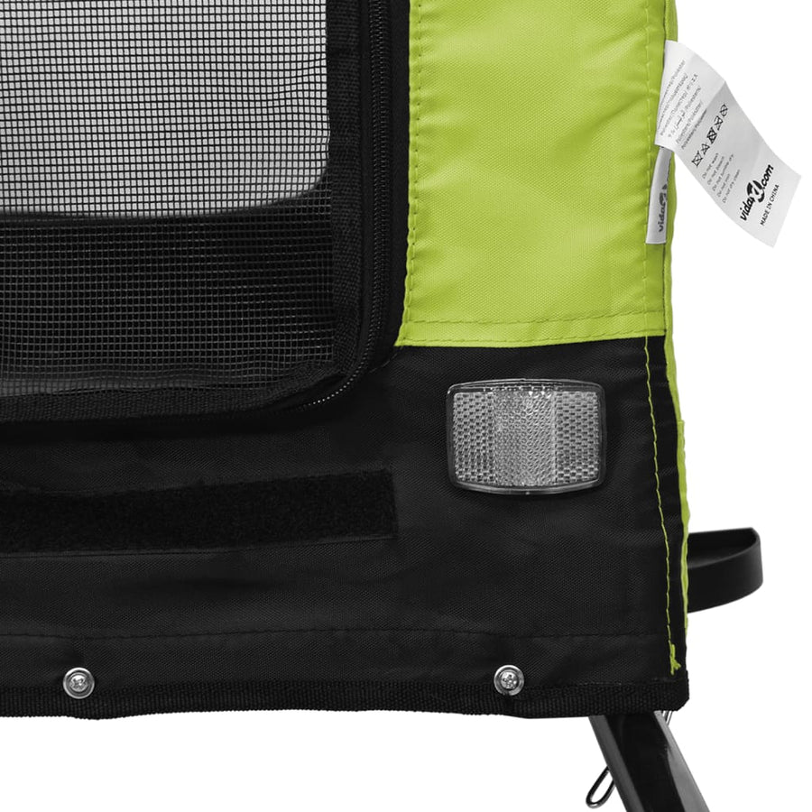 Hondenfietstrailer Oxford Stof En Ijzer 124 x 53 x 53 cm Groen en zwart