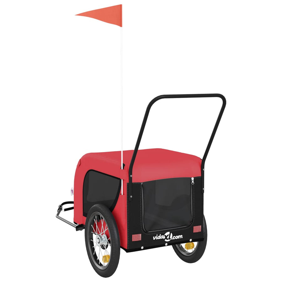 Hondenfietstrailer Oxford Stof En Ijzer 125 x 63 x 66 cm Rood en zwart