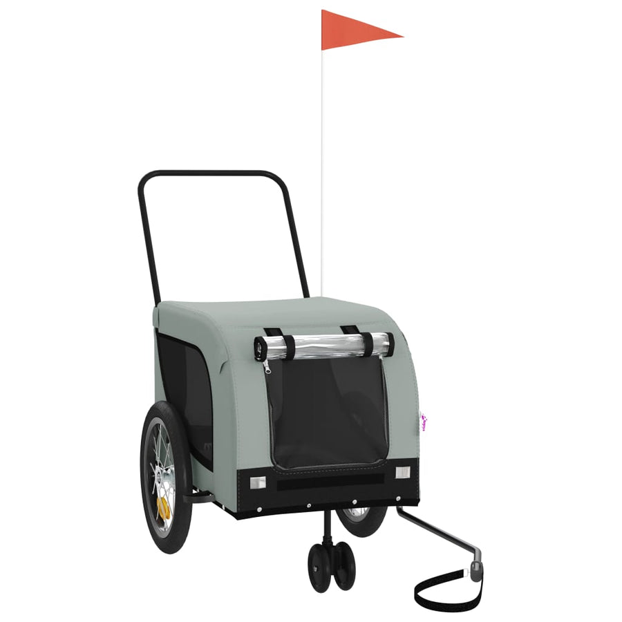 Hondenfietstrailer Oxford Stof En Ijzer 125 x 63 x 66 cm Grijs en zwart