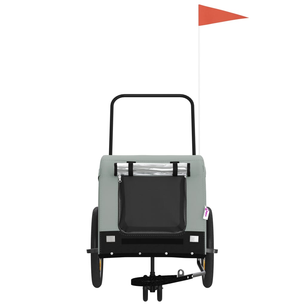 Hondenfietstrailer Oxford Stof En Ijzer 125 x 63 x 66 cm Grijs en zwart