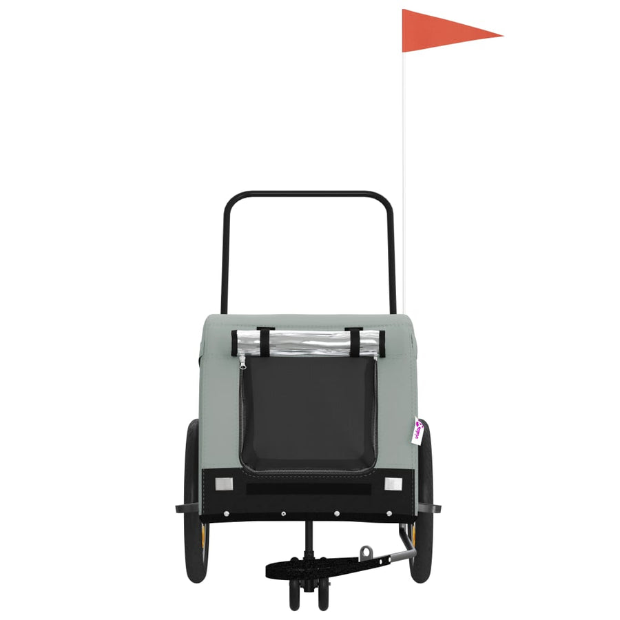 Hondenfietstrailer Oxford Stof En Ijzer 125 x 63 x 66 cm Grijs en zwart