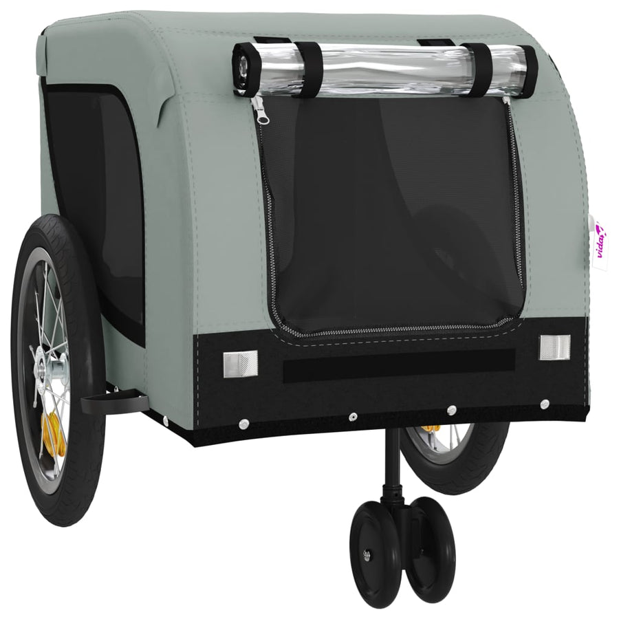 Hondenfietstrailer Oxford Stof En Ijzer 125 x 63 x 66 cm Grijs en zwart