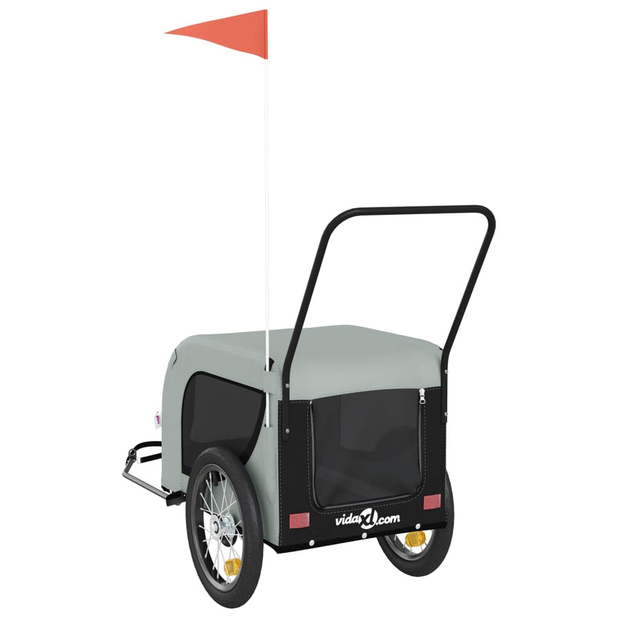 Hondenfietstrailer Oxford Stof En Ijzer 125 x 63 x 66 cm Grijs en zwart