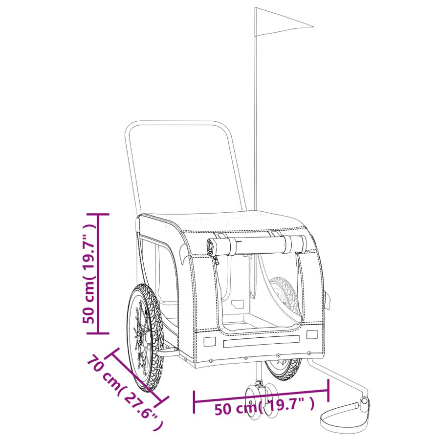 Hondenfietstrailer Oxford Stof En Ijzer 125 x 63 x 66 cm Blauw en zwart