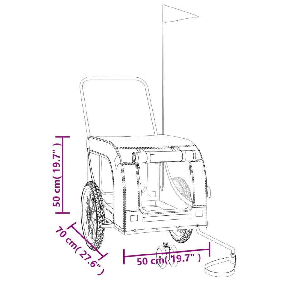 Hondenfietstrailer Oxford Stof En Ijzer Zwart 125 x 63 x 66 cm Zwart (met handvat)