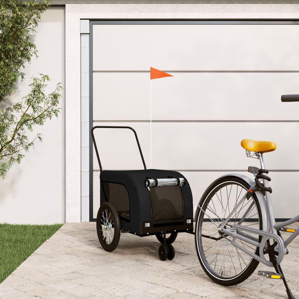 Hondenfietstrailer Oxford Stof En Ijzer Zwart 125 x 63 x 66 cm Zwart (met handvat)