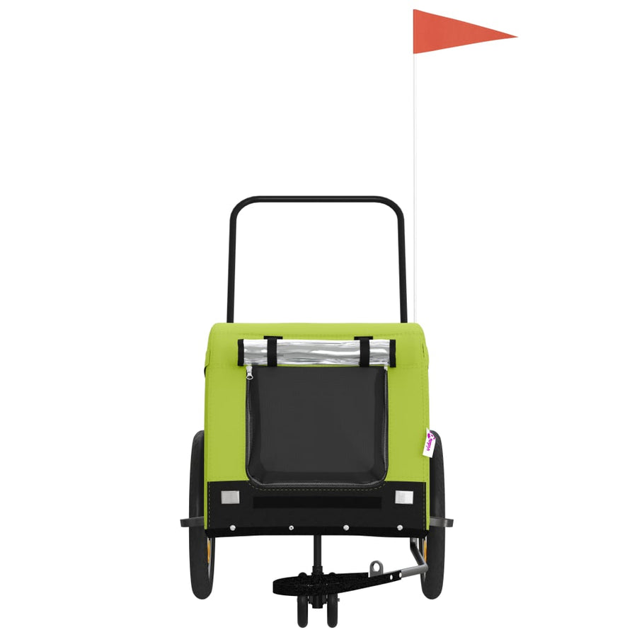 Hondenfietstrailer Oxford Stof En Ijzer 125 x 63 x 66 cm Groen en zwart