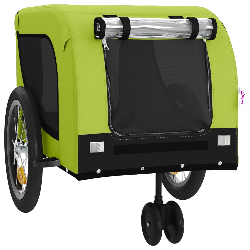 Hondenfietstrailer Oxford Stof En Ijzer 125 x 63 x 66 cm Groen en zwart