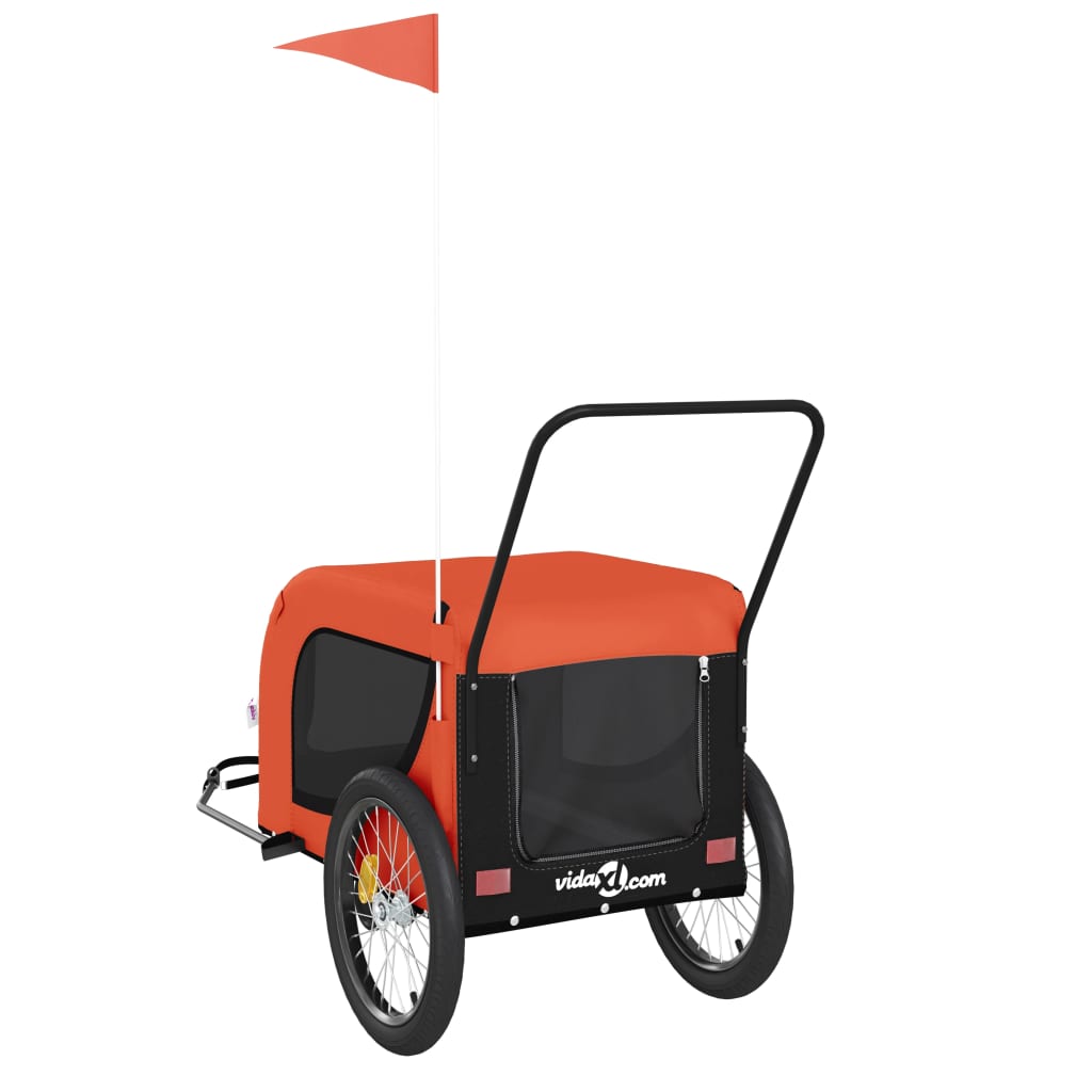 Hondenfietstrailer Oxford Stof En Ijzer 134 x 68 x 74 cm Oranje en zwart