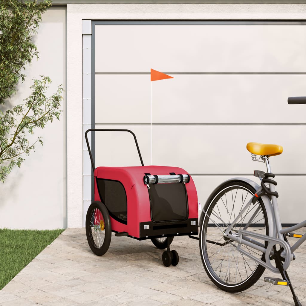 Hondenfietstrailer Oxford Stof En Ijzer 134 x 68 x 74 cm Rood en zwart