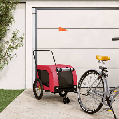 Hondenfietstrailer Oxford Stof En Ijzer 134 x 68 x 74 cm Rood en zwart
