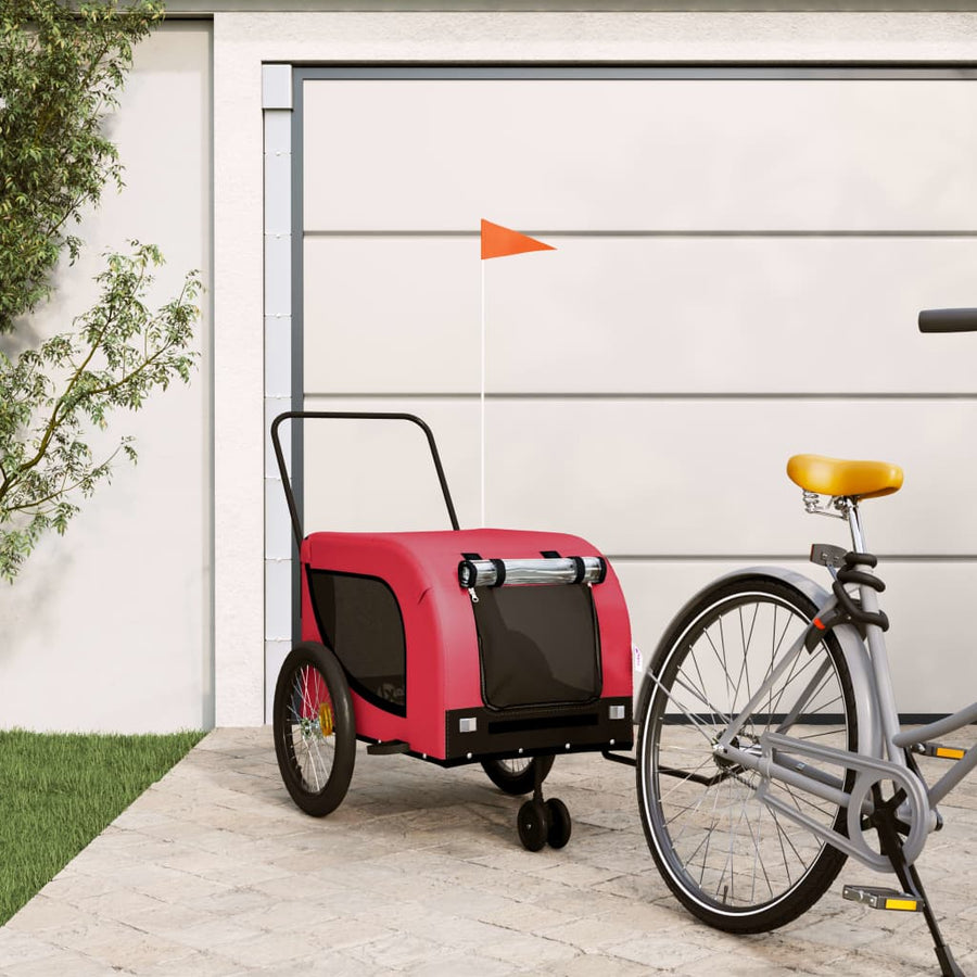 Hondenfietstrailer Oxford Stof En Ijzer 134 x 68 x 74 cm Rood en zwart