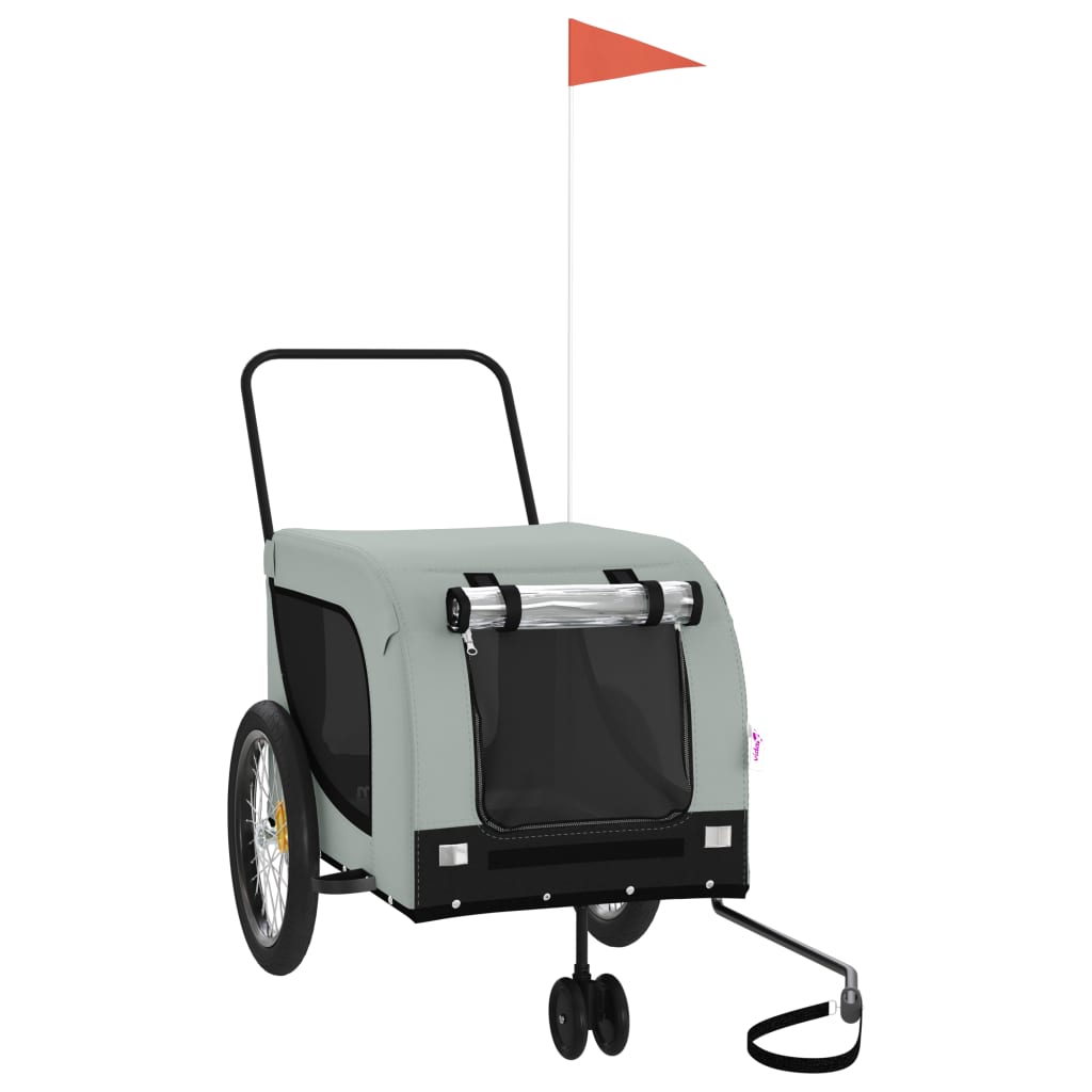 Hondenfietstrailer Oxford Stof En Ijzer 134 x 68 x 74 cm Grijs en zwart