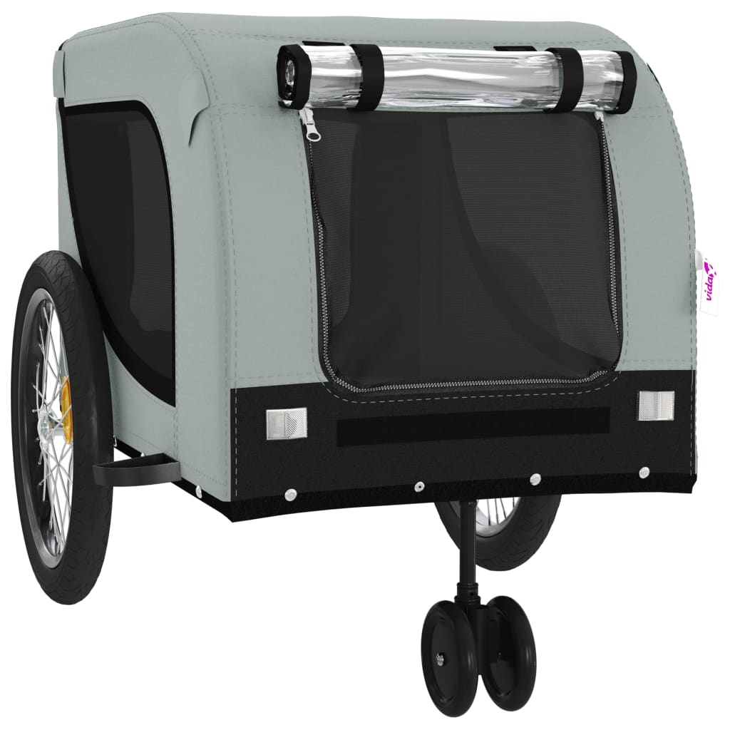 Hondenfietstrailer Oxford Stof En Ijzer 134 x 68 x 74 cm Grijs en zwart