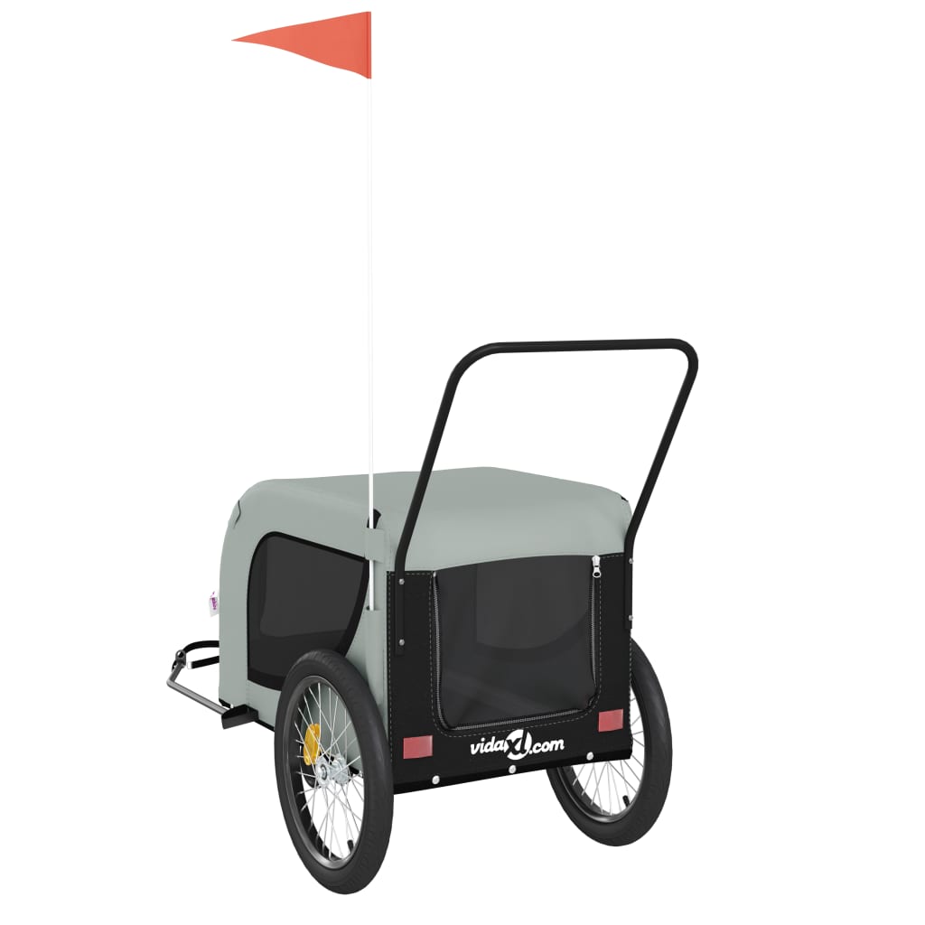 Hondenfietstrailer Oxford Stof En Ijzer 134 x 68 x 74 cm Grijs en zwart