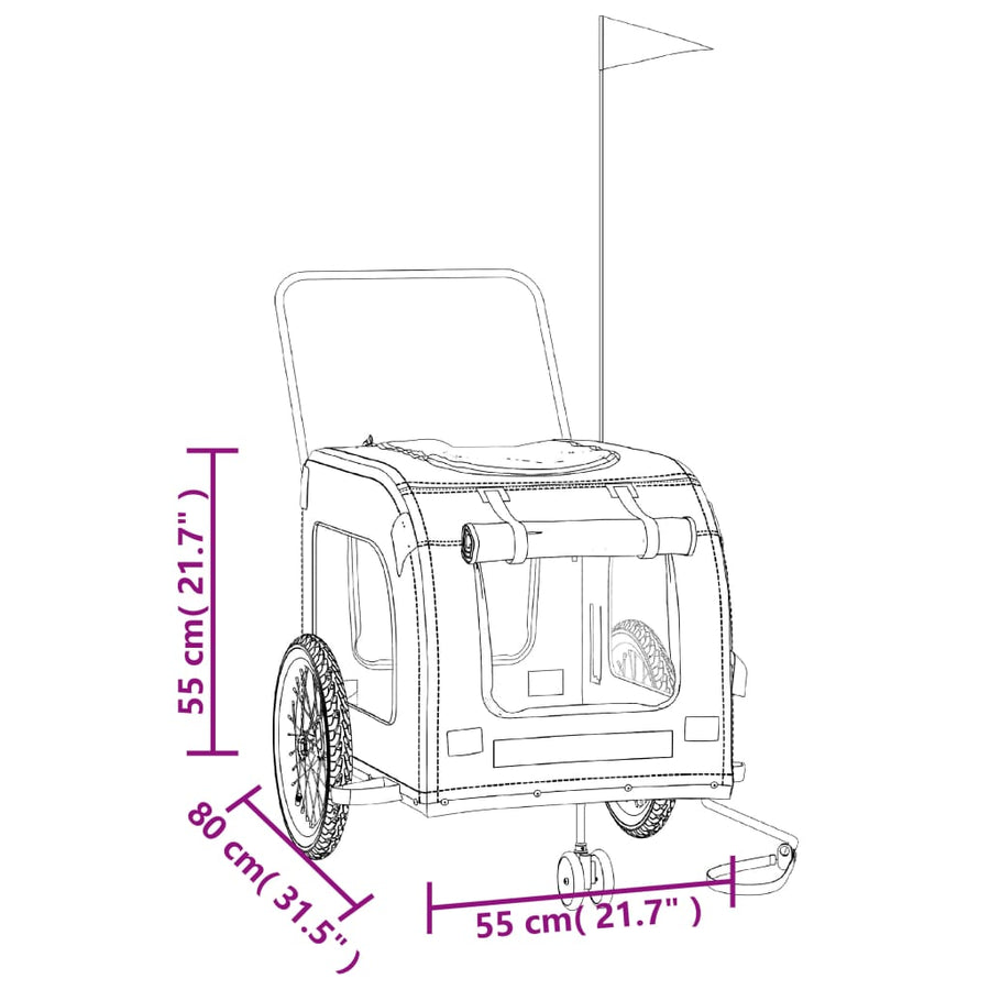 Hondenfietstrailer Oxford Stof En Ijzer 134 x 68 x 74 cm