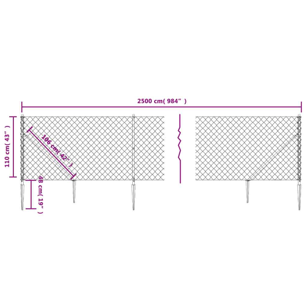 Gaashek met grondankers 1,1x25 m groen 1.1 x 25 m Groen