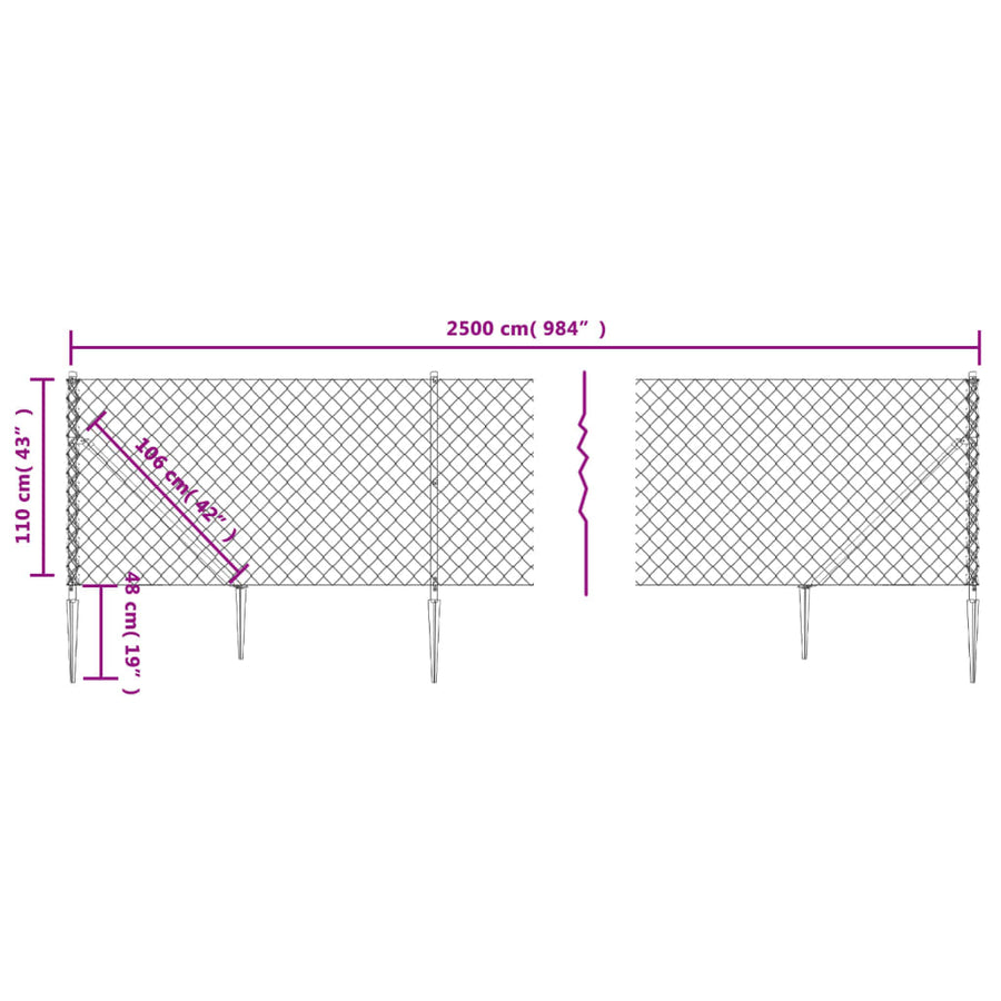 Gaashek met grondankers 1,1x25 m groen 1.1 x 25 m Groen