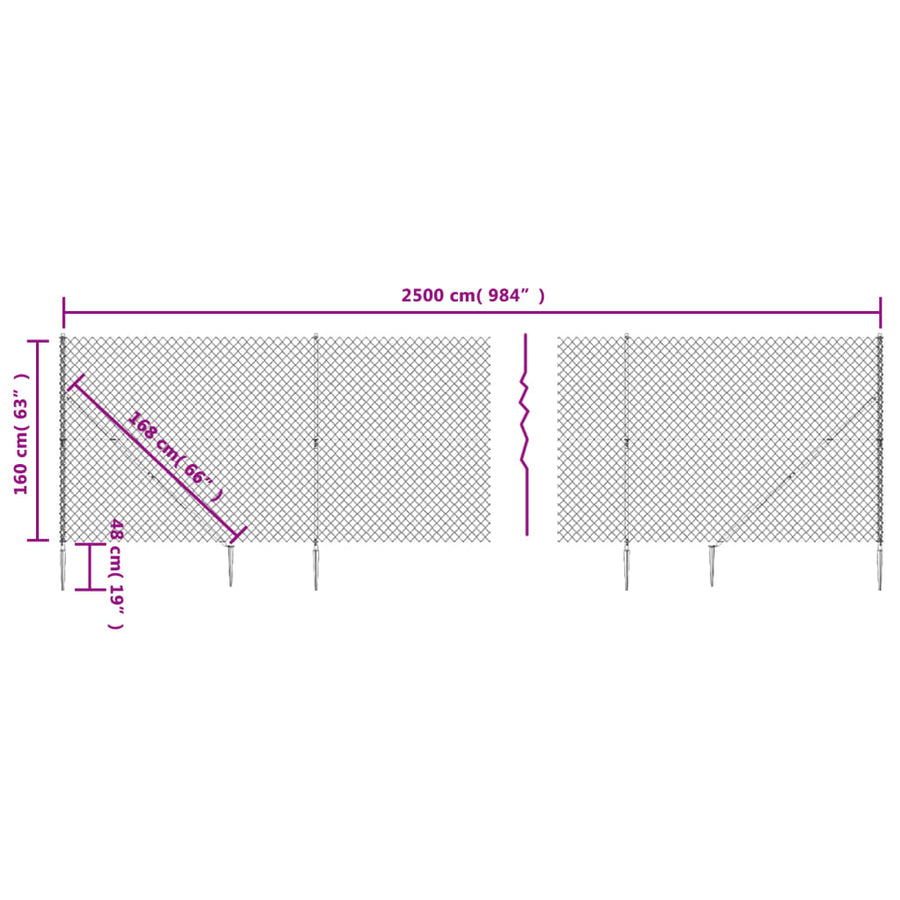 Gaashek met grondankers 1,6x25 m groen 1.6 x 25 m Groen