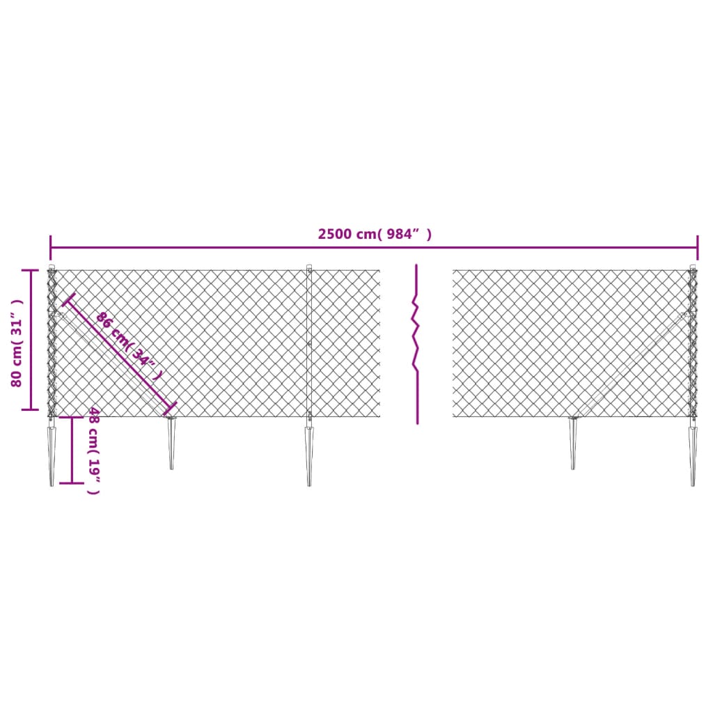 Gaashek met grondankers 0,8x25 m antracietkleurig 0.8 x 25 m Antraciet