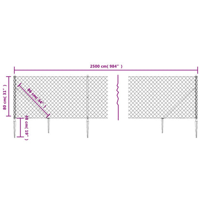 Gaashek met grondankers 0,8x25 m antracietkleurig 0.8 x 25 m Antraciet