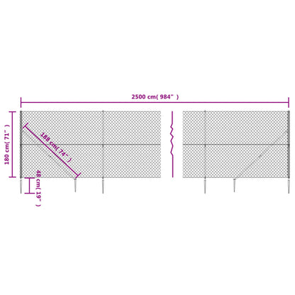 Gaashek met grondankers 1,8x25 m antracietkleurig 1.8 x 25 m Antraciet