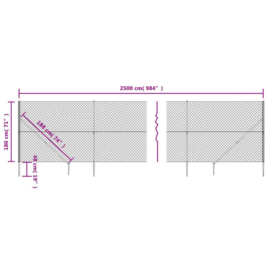 Gaashek met grondankers 1,8x25 m antracietkleurig 1.8 x 25 m Antraciet