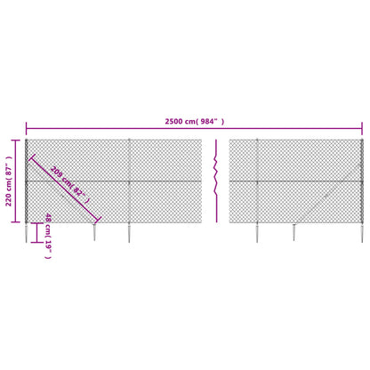 Gaashek met grondankers 2,2x25 m antracietkleurig 2.2 x 25 m Antraciet
