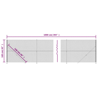 Gaashek met flens 1,6x10 m antracietkleurig 1.6 x 10 m Antraciet