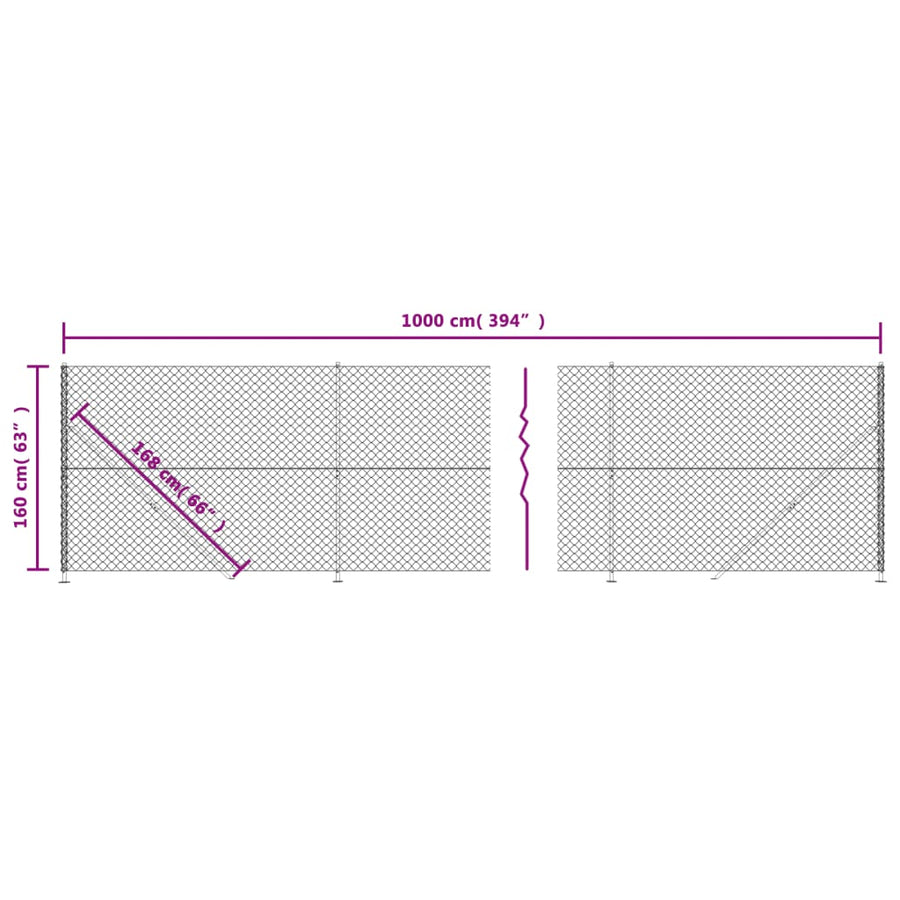 Gaashek met flens 1,6x10 m antracietkleurig 1.6 x 10 m Antraciet
