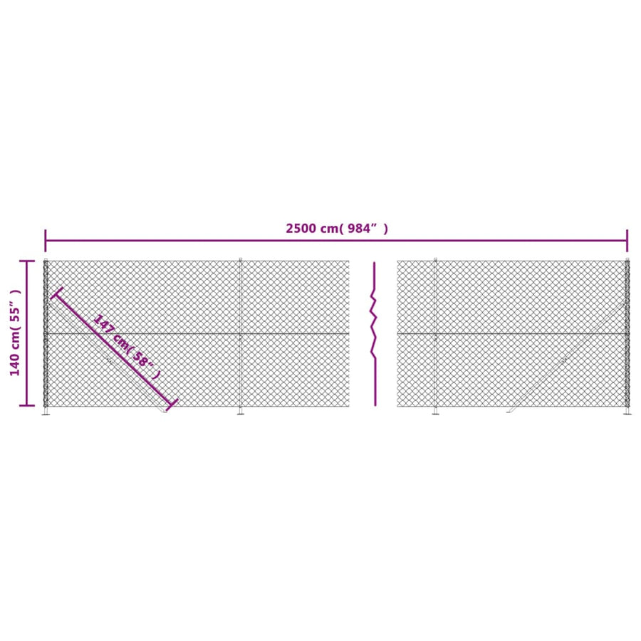 Gaashek met flens 1,4x25 m antracietkleurig 1.4 x 25 m Antraciet