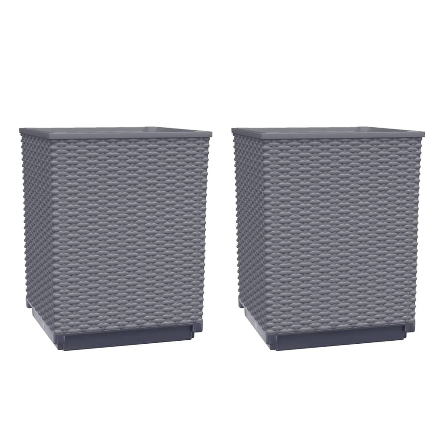 Plantenbakken 2 St 30X30X37 Cm Polypropeen Donkergrijs