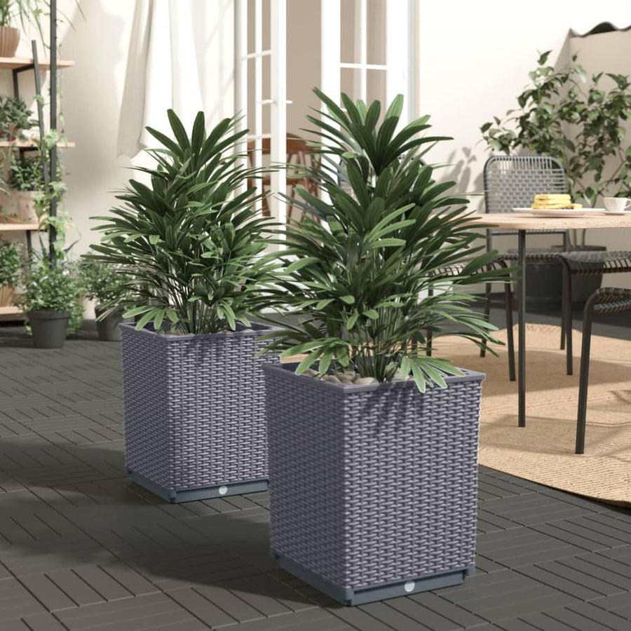 Plantenbakken 2 St 30X30X37 Cm Polypropeen Donkergrijs